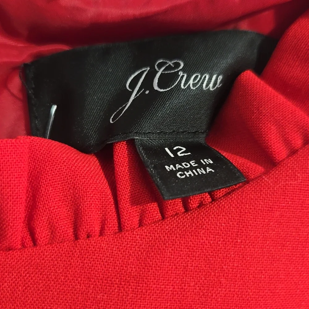 J. Crew Vibrant Red Ruffle-Trim Dress